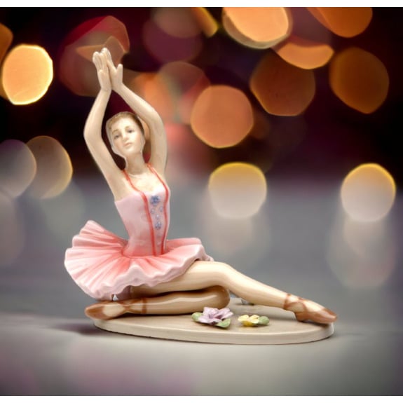 Ceramic Ballerina Figurine Pink Dress 5in  Dancer Image 1