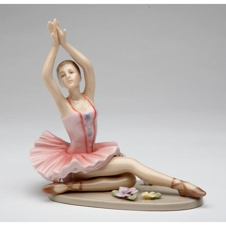 Ceramic Ballerina Figurine Pink Dress 5in  Dancer Image 3