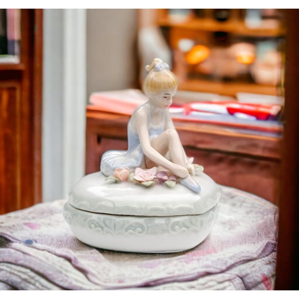 Ceramic Ballerina Heart Jewelry Box Home Dcor, Image 2
