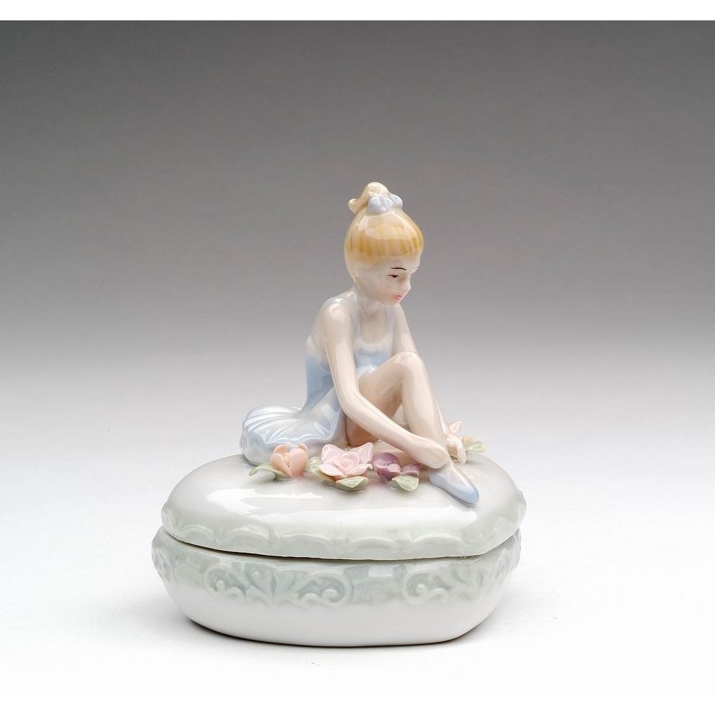 Ceramic Ballerina Heart Jewelry Box 3x2.75x3.5  Daughter Image 3