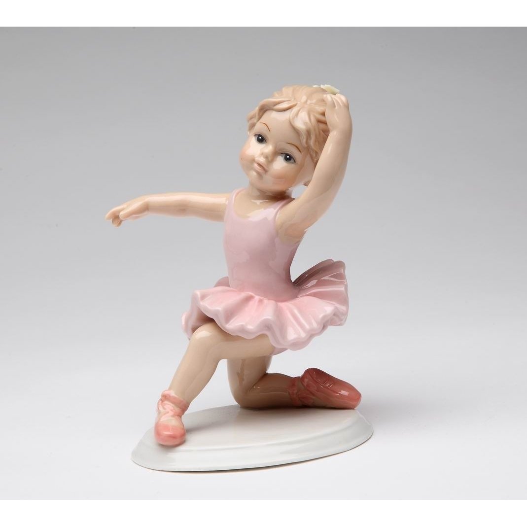 Kevins Gift Shoppe Ceramic Knee Down Ballerina Girl in Pink Figurine Image 3