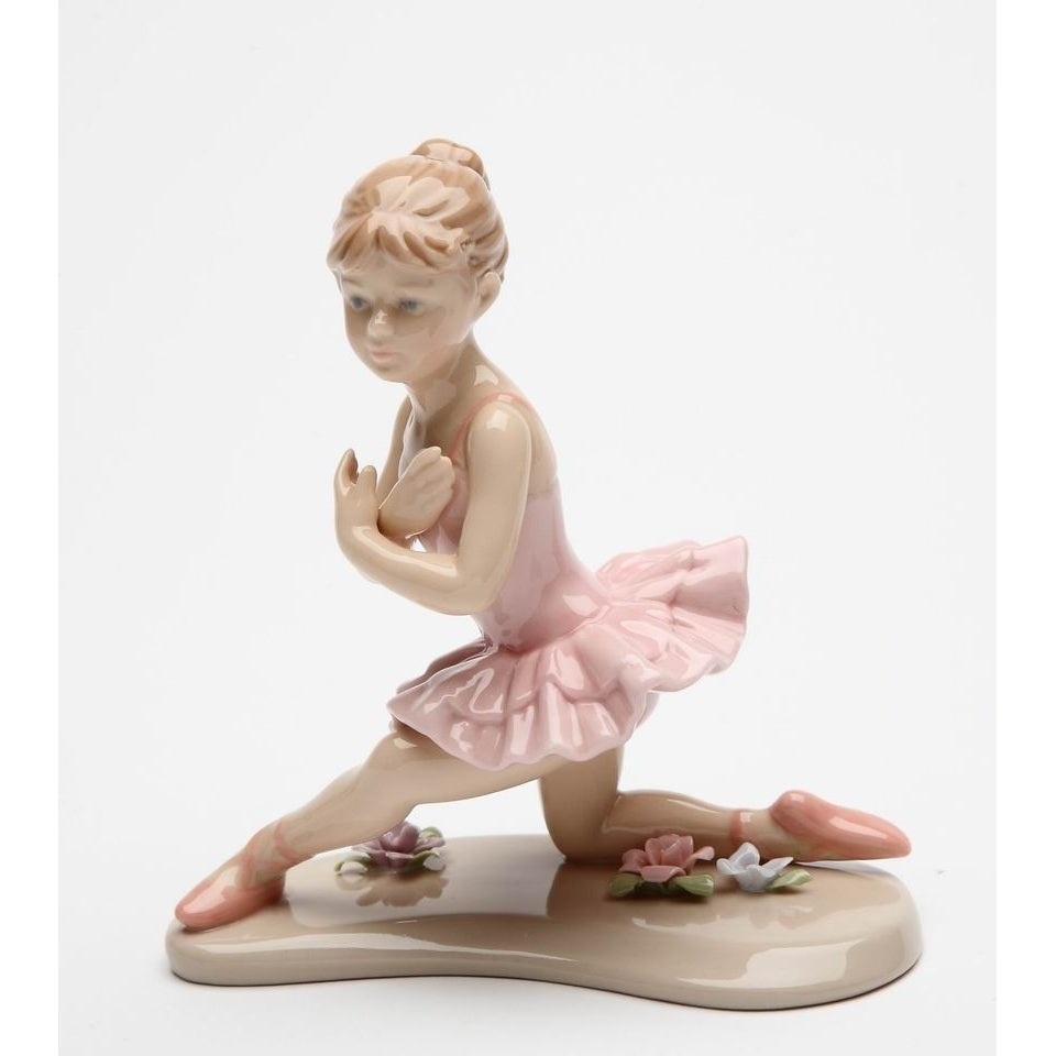 Ceramic Knee Down Ballerina In Pink FigurineHome Dcor, Image 3