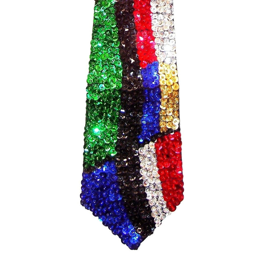 Sequin Neck Tie Rainbow Zig-Zag Image 1