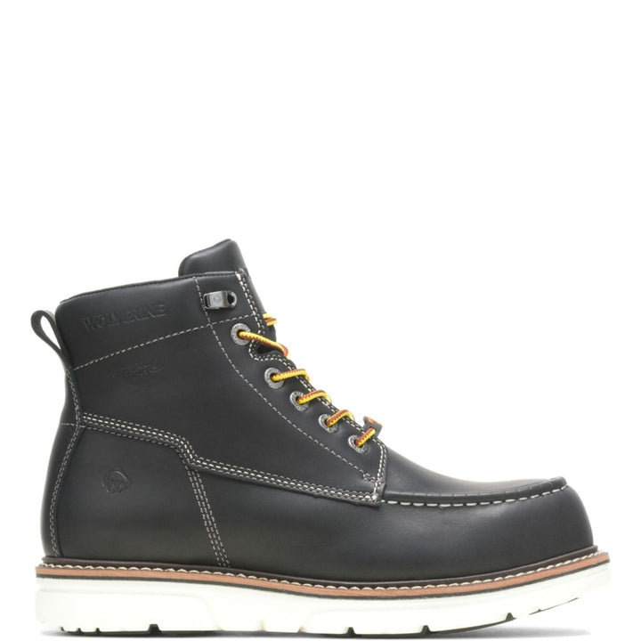 WOLVERINE Mens I-90 6" DuraShocks Moc Toe Soft Toe Work Boot Black/White - W200147 varies BLACK/WHITE Image 1