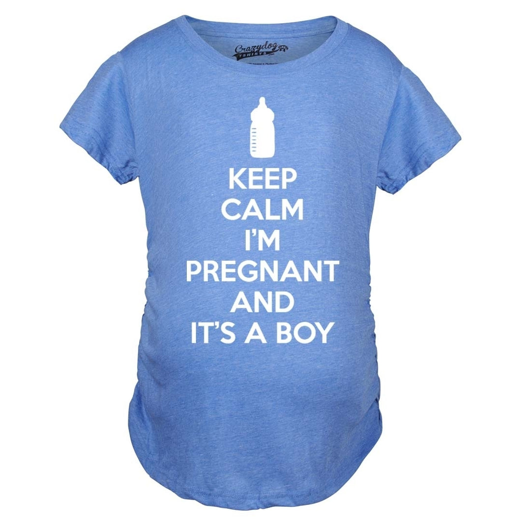 Maternity Keep Calm Im Pregnant and Its a Boy Shirt Funny Pregnancy Announcement Image 1