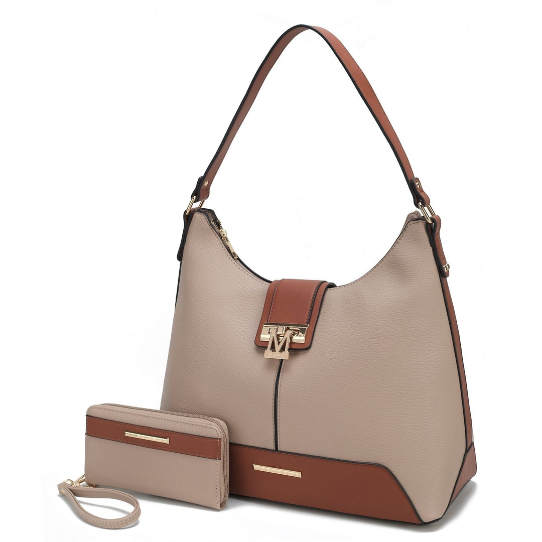 MKF Collection Graciela Hobo Vegan Leather Color Block Handbag by Mia K Image 2