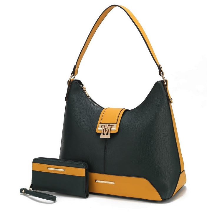 MKF Collection Graciela Hobo Vegan Leather Color Block Handbag by Mia K Image 9