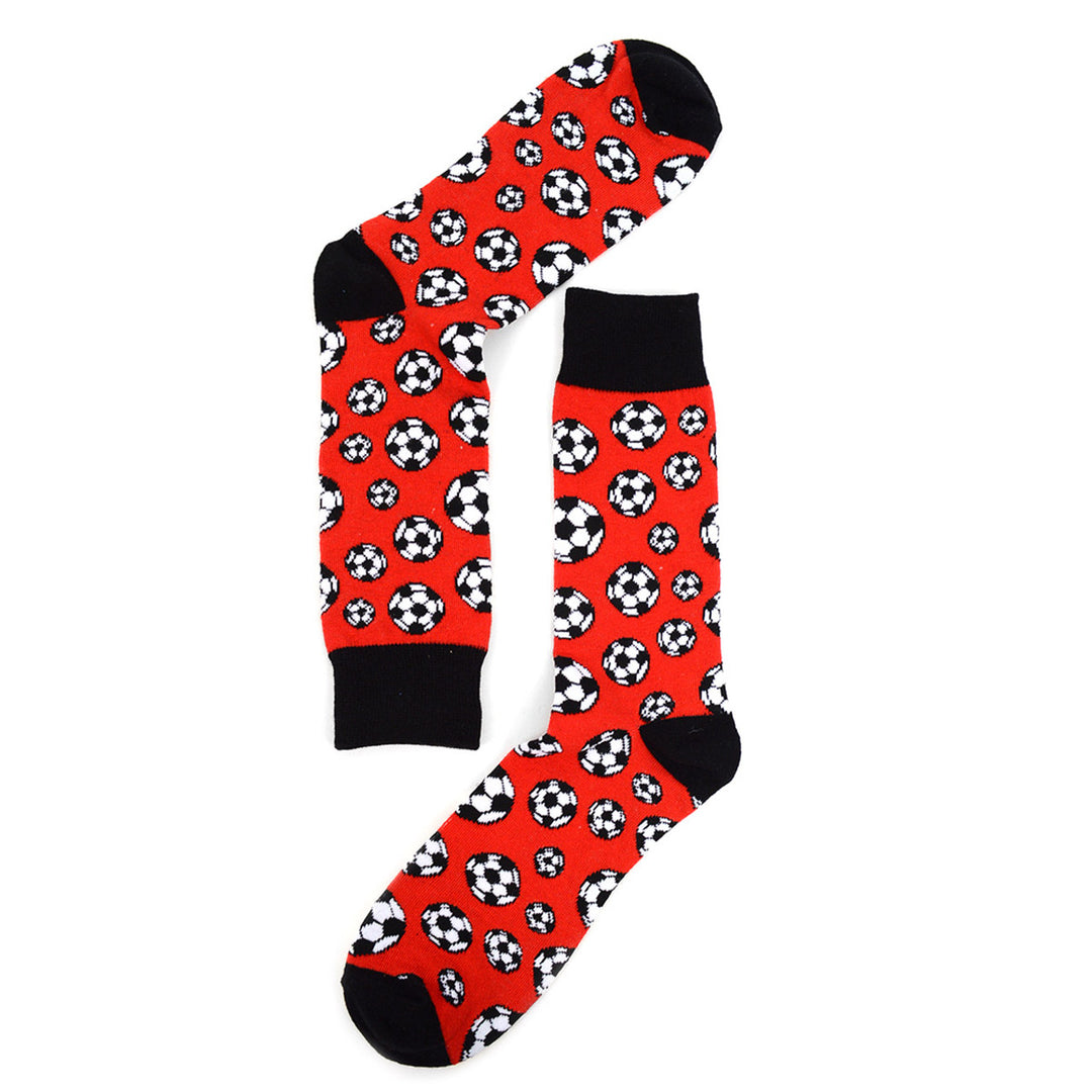 Novelty Socks Red Football Soccer Referee Socks Personalized Socks Crazy Fun Crew Socks Image 4