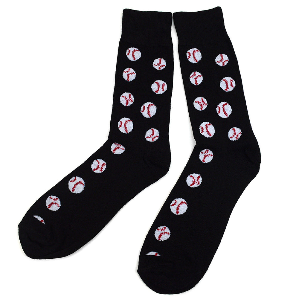 Baseball Socks Gift Mens Baseball Novelty Socks Boys of Summer Gift Dad Gift  Black and White Baseballs Image 2