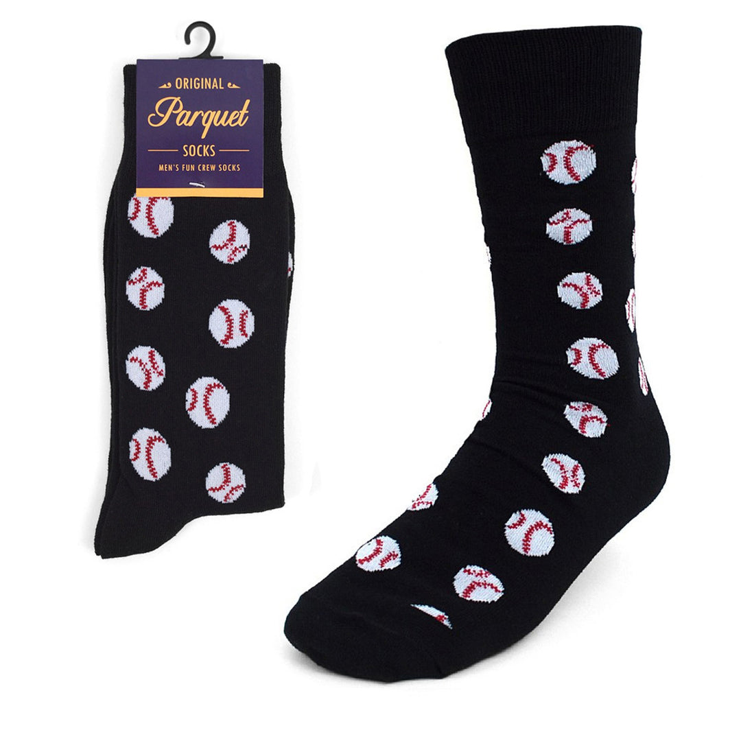 Baseball Socks Gift Mens Baseball Novelty Socks Boys of Summer Gift Dad Gift  Black and White Baseballs Image 3