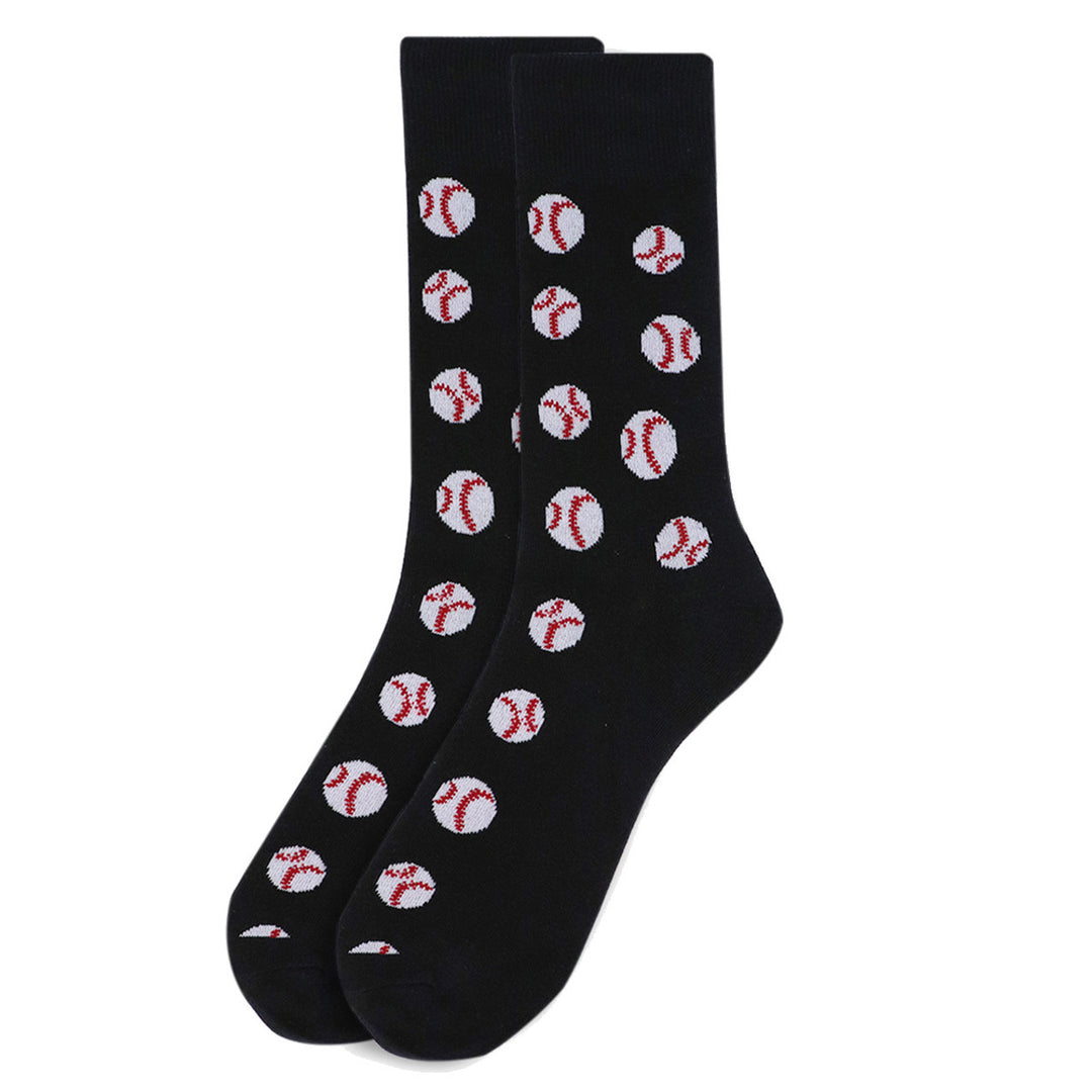 Baseball Socks Gift Mens Baseball Novelty Socks Boys of Summer Gift Dad Gift  Black and White Baseballs Image 4