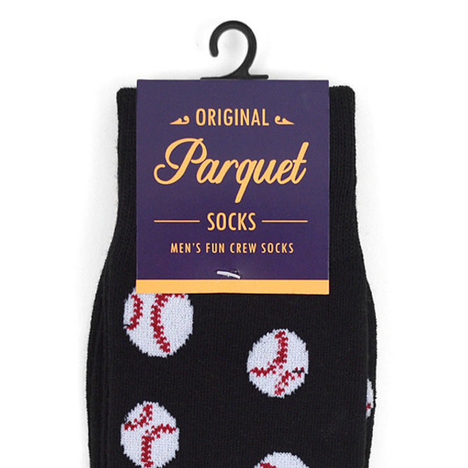 Baseball Socks Gift Mens Baseball Novelty Socks Boys of Summer Gift Dad Gift  Black and White Baseballs Image 4