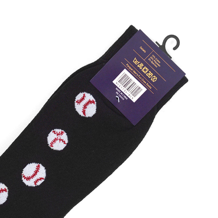 Baseball Socks Gift Mens Baseball Novelty Socks Boys of Summer Gift Dad Gift  Black and White Baseballs Image 6