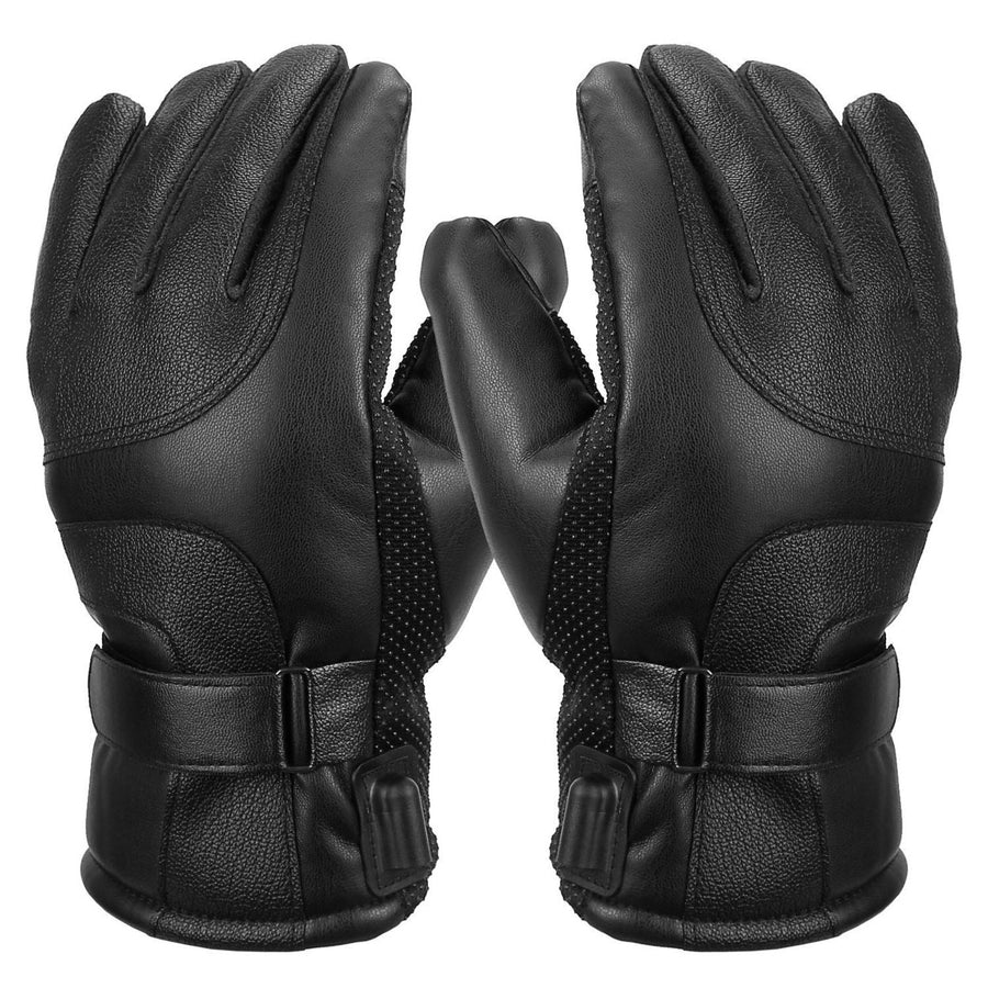 Electric Heated Gloves USB Plug Touchscreen Thermal Gloves Leather Windproof Winter Hands Warmer Unisex Image 1