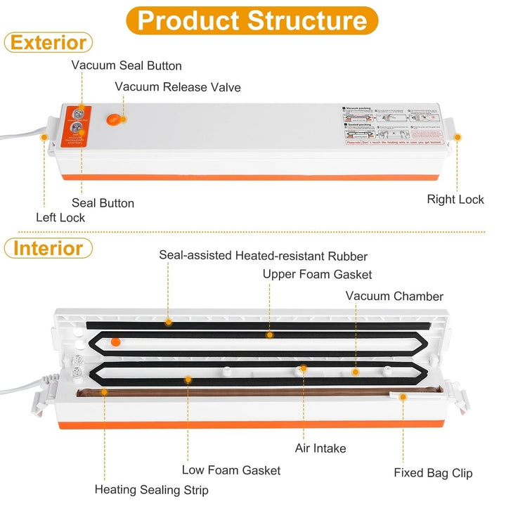 Electric Vacuum Sealer Machine Household Automatic Food Vacuum Sealer Quick Sealing System Machine Image 4