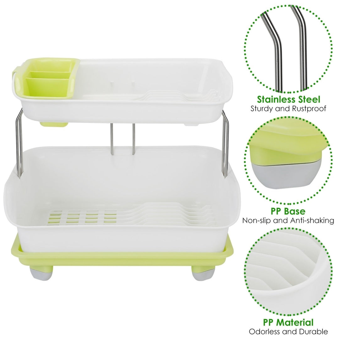 2-Tier Dish Drying Rack Cutlery Drainer Holder Kitchen Organizer Storage Shelf Image 6