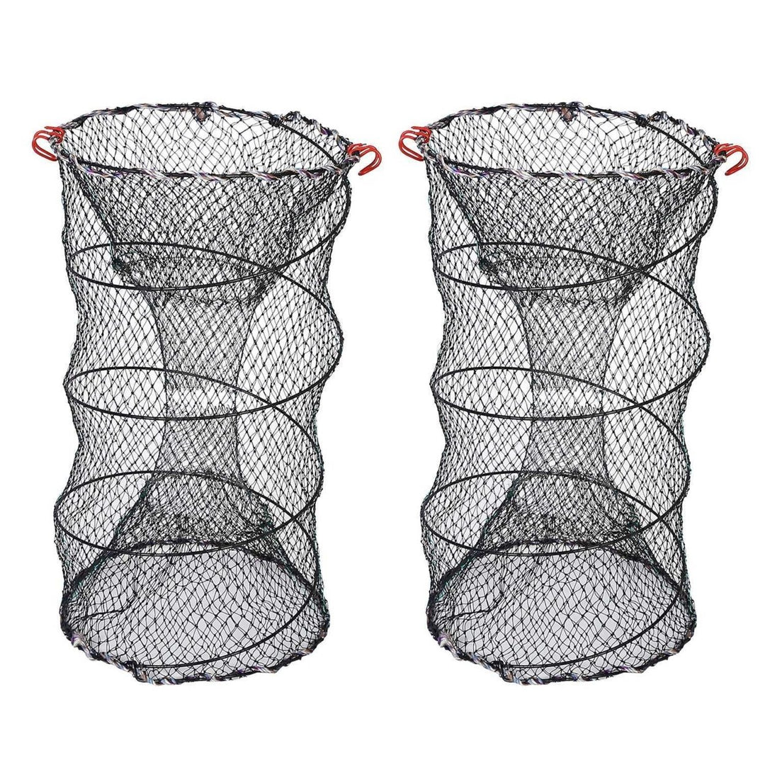 2Pcs Crab Trap Bait Nets Shrimp Prawn Crayfish Lobster Bait Fishing Pot Cage Basket 22x11.8in Image 1