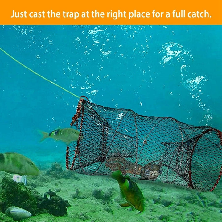 2Pcs Crab Trap Bait Nets Shrimp Prawn Crayfish Lobster Bait Fishing Pot Cage Basket 22x11.8in Image 4