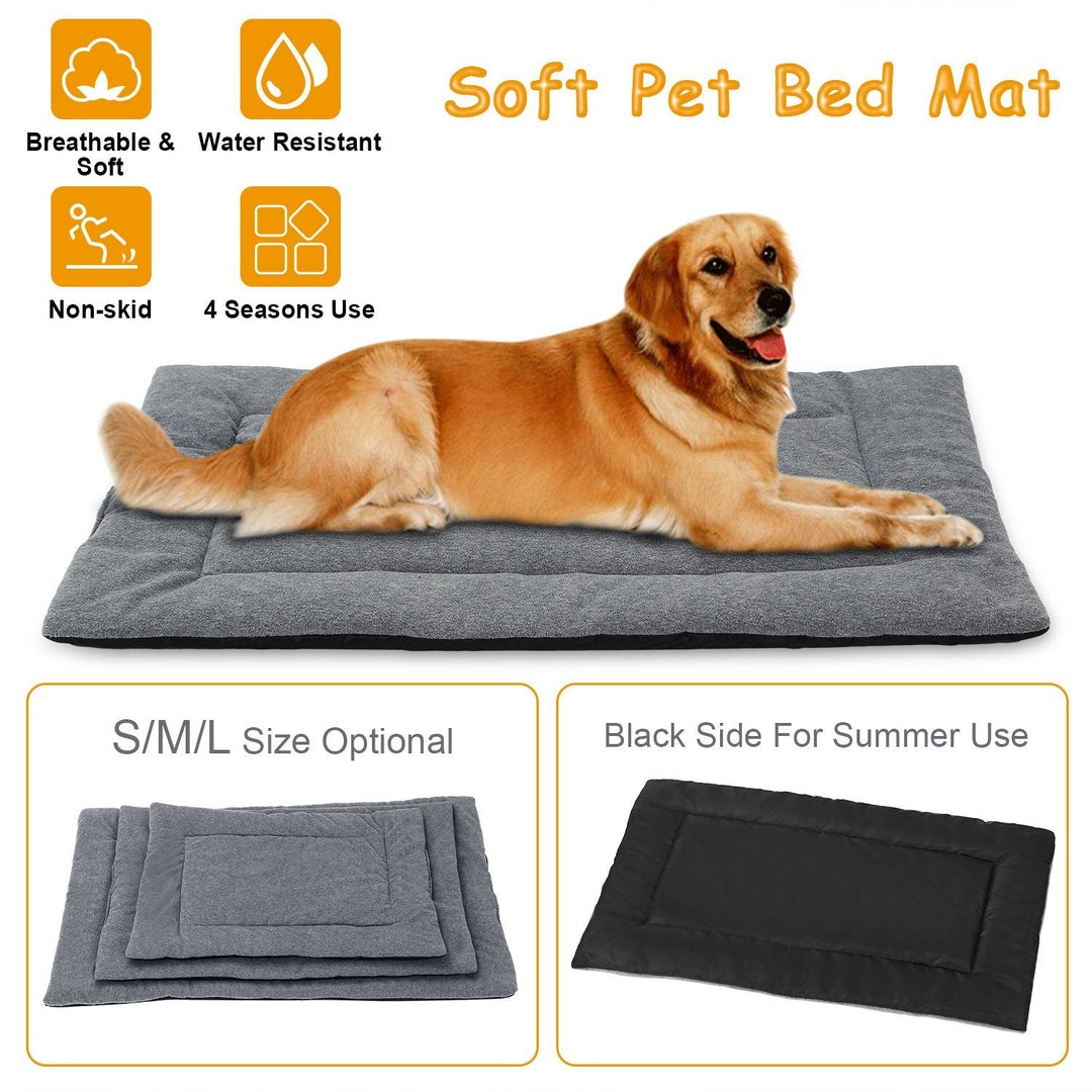 Dog Bed Mat Comfortable Fleece Pet Dog Crate Carpet Reversible Pad Joint Relief L Size Image 4