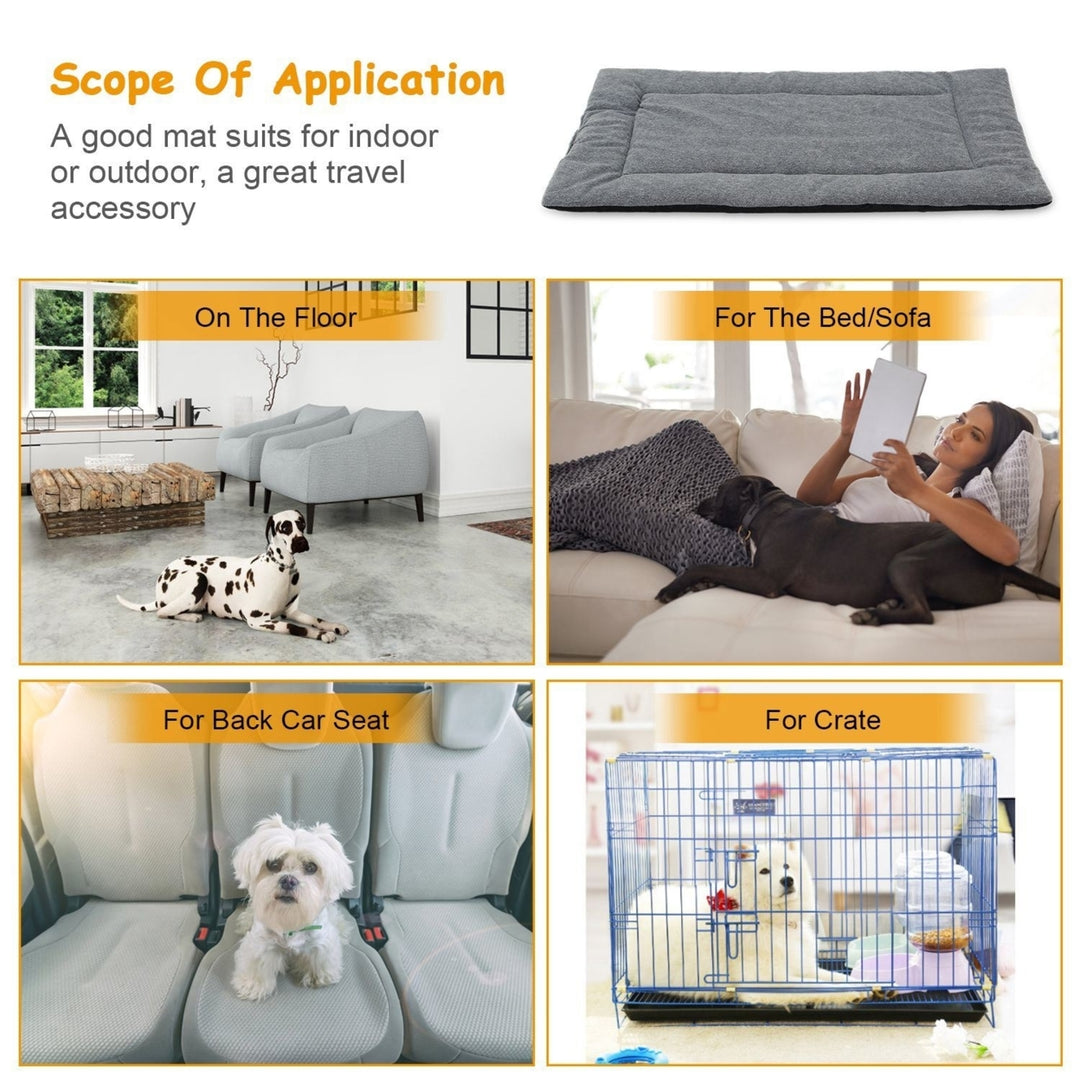 Dog Bed Mat Comfortable Fleece Pet Dog Crate Carpet Reversible Pad Joint Relief L Size Image 12