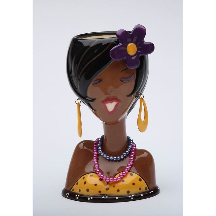 Ceramic African American Makeup Brush Holder 3.75x2.75 Image 3