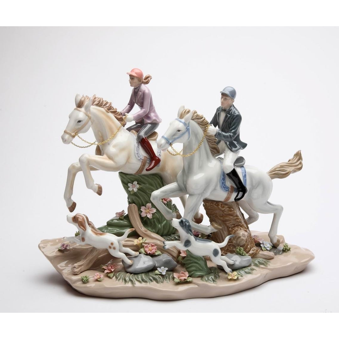 Call Of The Hunt Ceramic Horses and Dogs  13.25"x6.5" Image 3