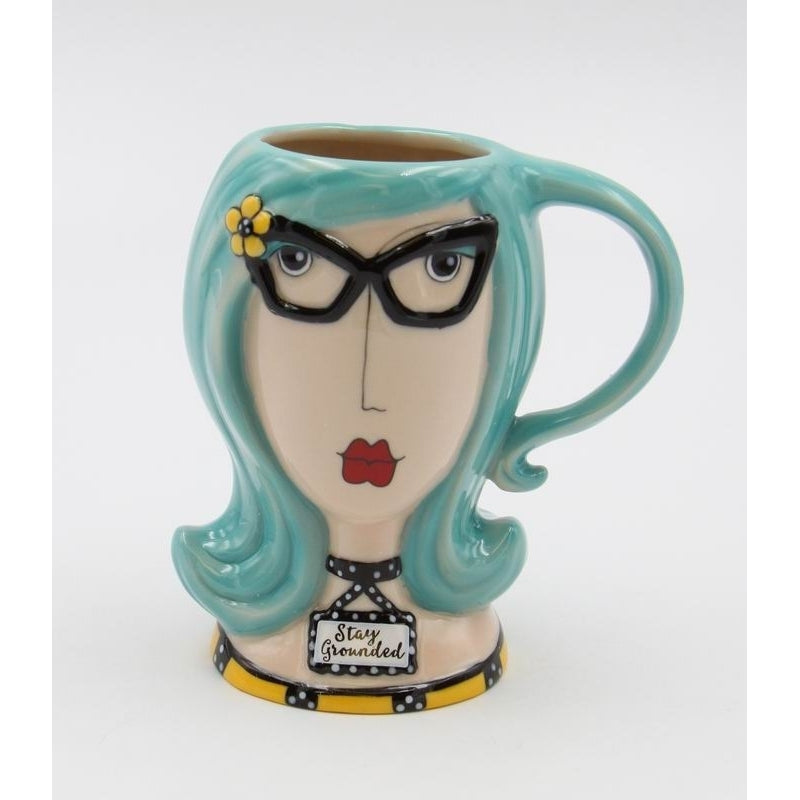 Ceramic Blue Hair Lady Cup 10oz  Mom Friend Coworker Image 2