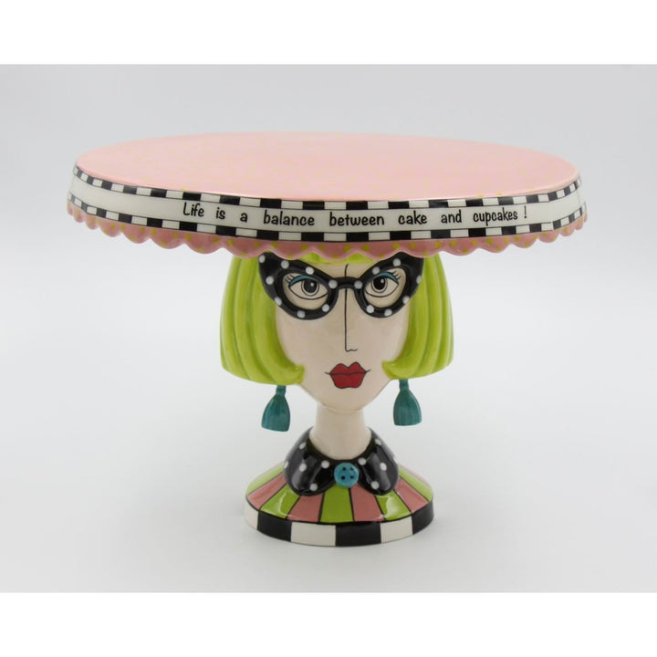 Ceramic Cake Stand Blonde Lady 11.125 inch Large Image 3