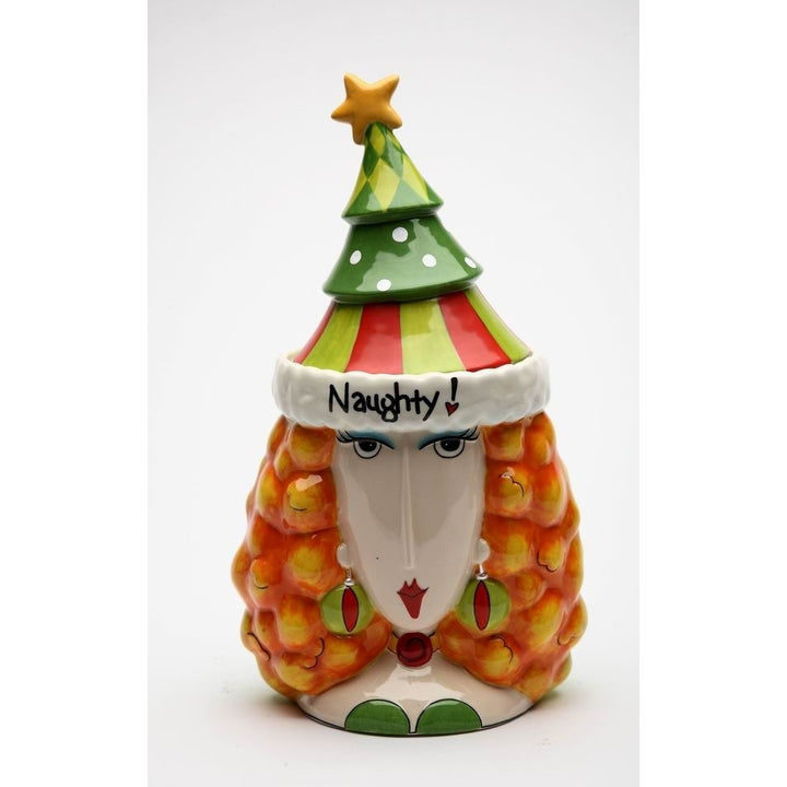 Ceramic Naughty or Nice Lady Cookie Jar 11.75 Inch Image 2