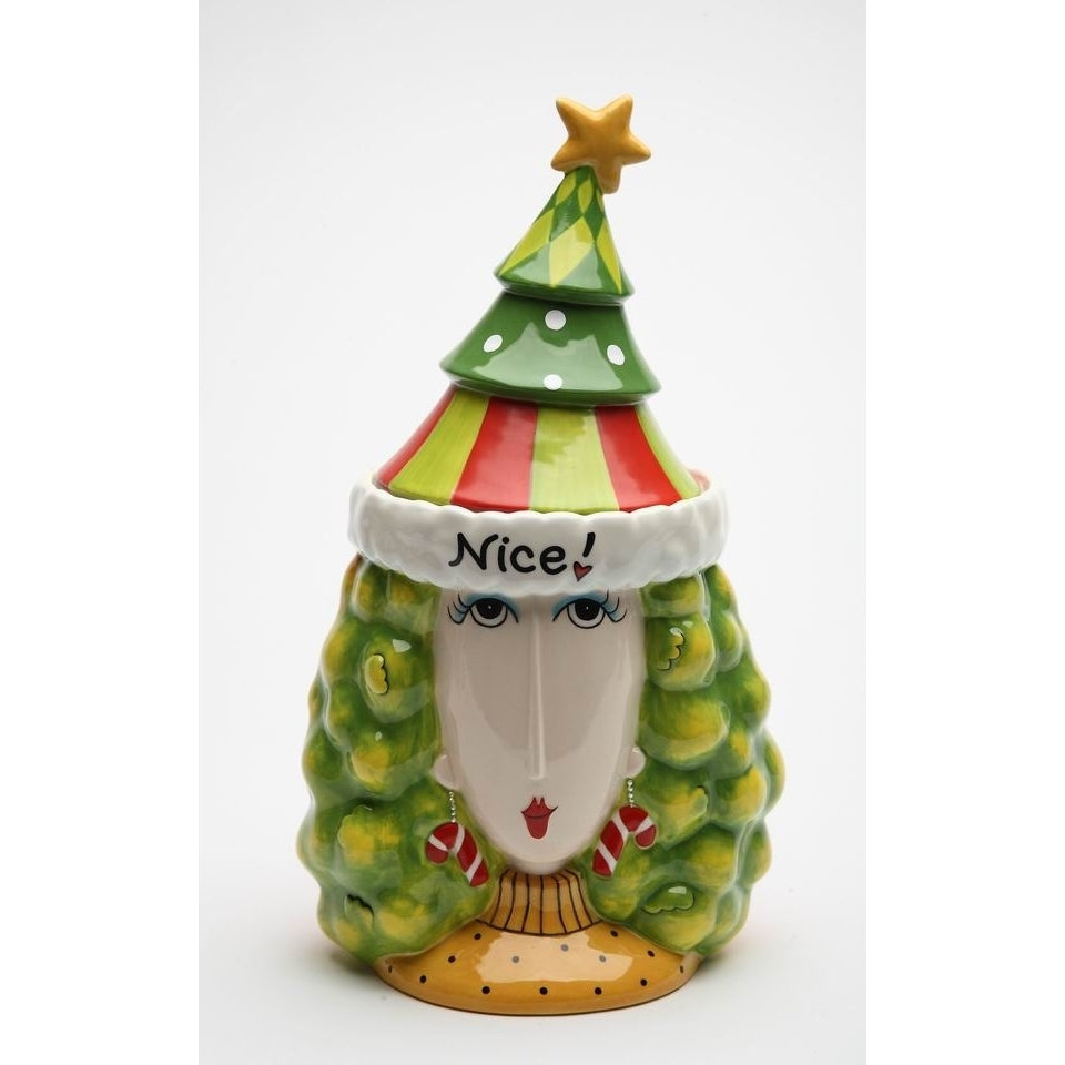 Ceramic Naughty or Nice Lady Cookie Jar 11.75 Inch Image 3