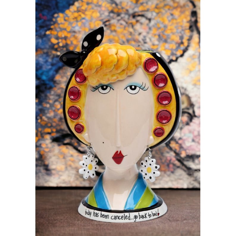 Ceramic Lady Makeup Brush Holder 4x3.5x6.5  Mom Friend Image 1