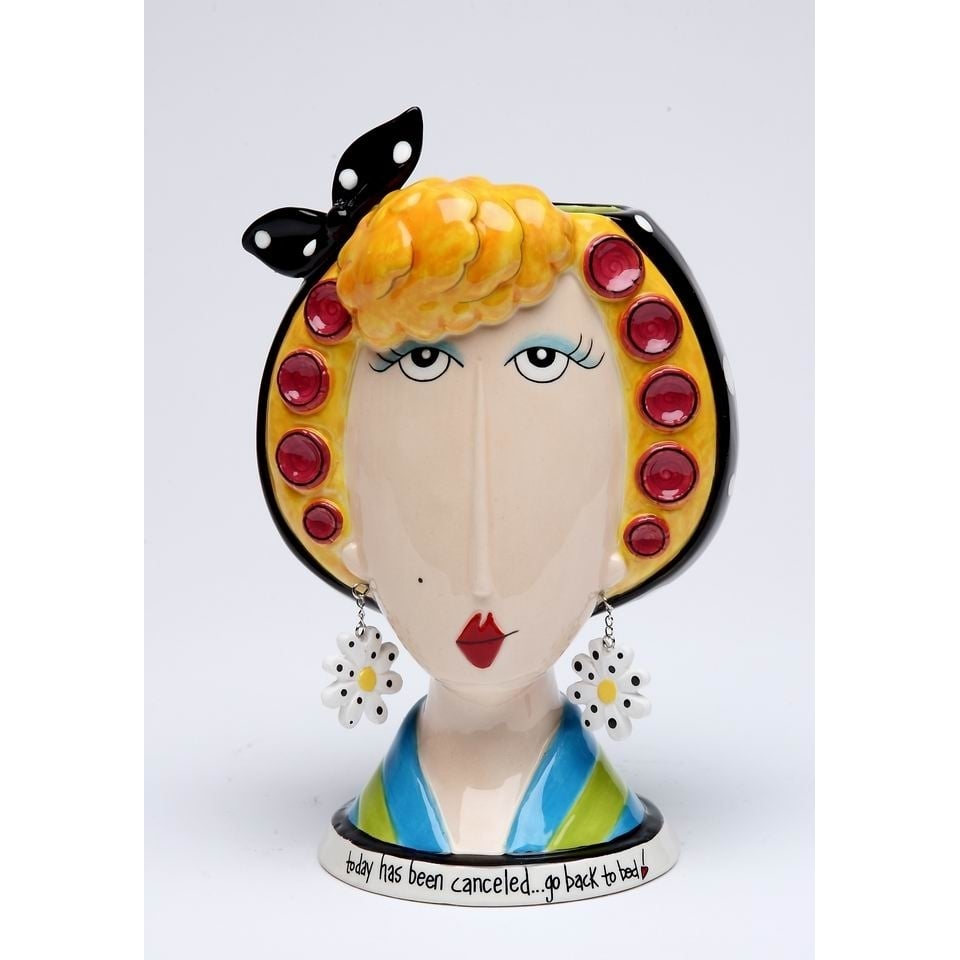 Ceramic Lady Makeup Brush Holder 4x3.5x6.5  Mom Friend Image 2