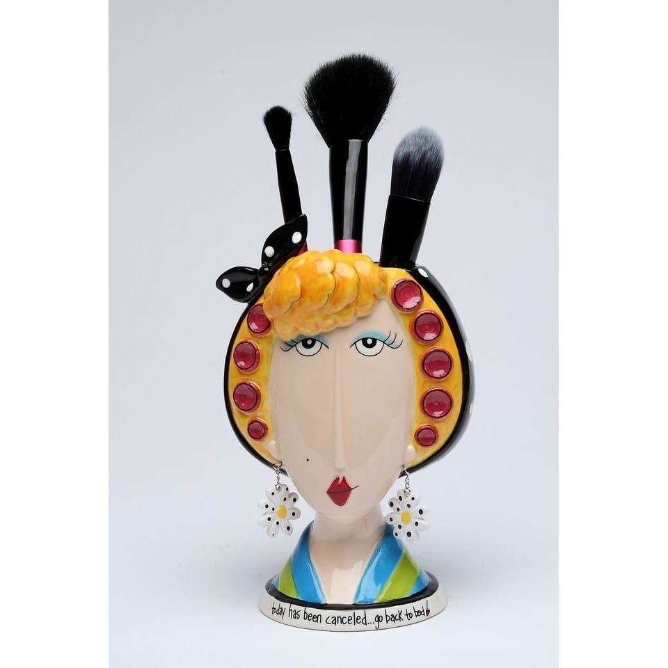 Ceramic Lady Makeup Brush Holder 4x3.5x6.5  Mom Friend Image 3