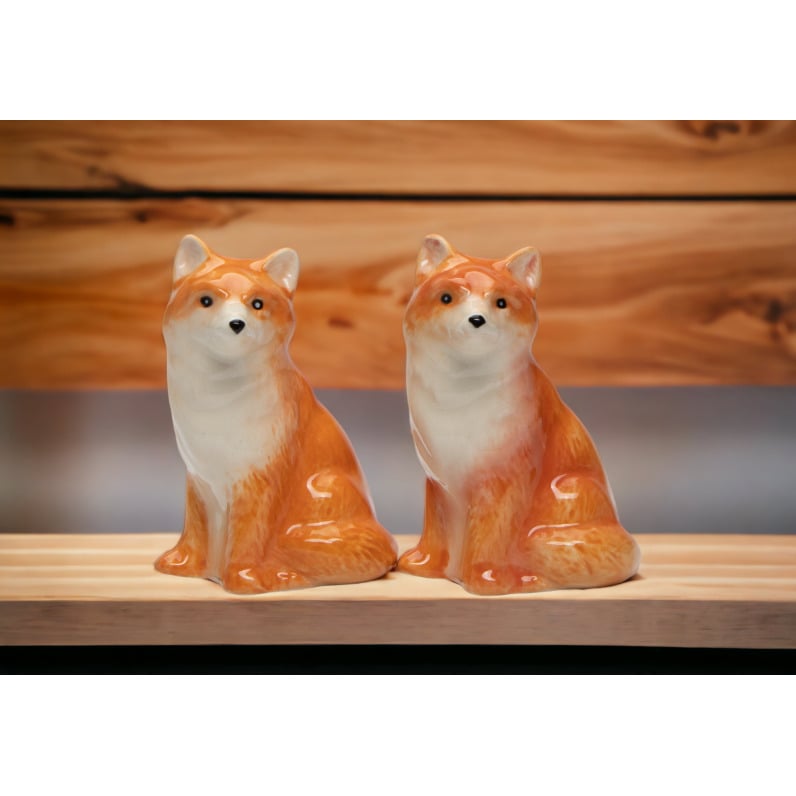 Ceramic Fox Salt and Pepper Shakers 2.5 x 2 x 3.5 inches Gift Image 2