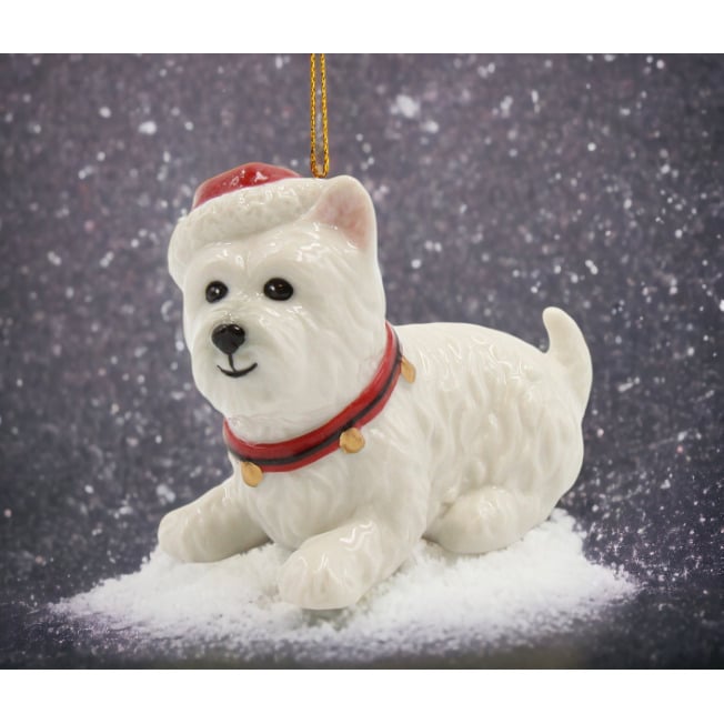 Westie Dog Christmas Tree Ornament Ceramic 3x2.5 Image 2