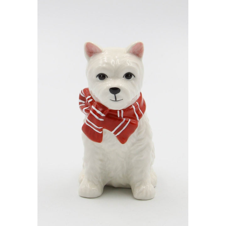 Ceramic Westie Dog Figurine Red Scarf 4.25" Gift for Dog Lovers Image 2