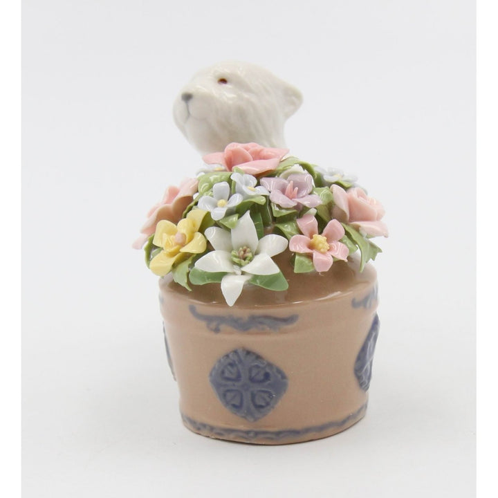 Ceramic Westie Dog Figurine 4.125in Floral Pot Gift for Dog Lovers Image 3