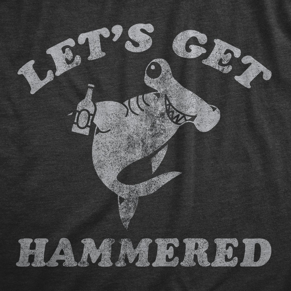 Mens Lets Get Hammered T Shirt Funny Hammerhead Shark Drinking Partying Joke Tee For Guys Image 2