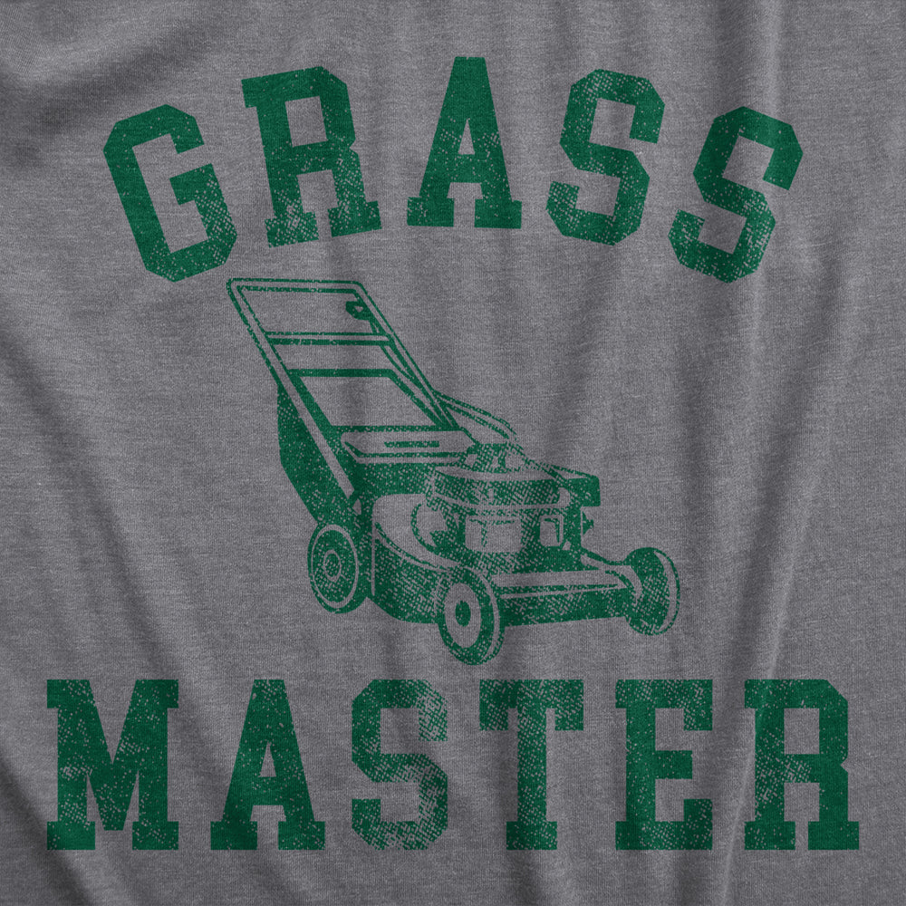 Mens Grass Master T Shirt Funny Push Lawnmower Yard Work Joke Tee For Guys Image 2