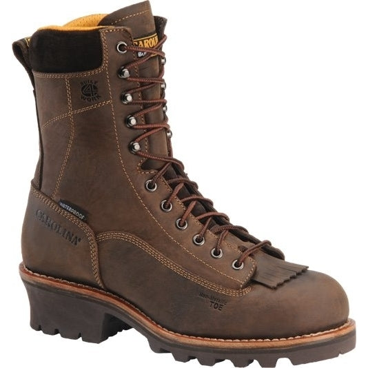 CAROLINA Mens 8" Birch Composite Toe Waterproof Logger Work Boot Brown - CA7522 DARK BROWN Image 1