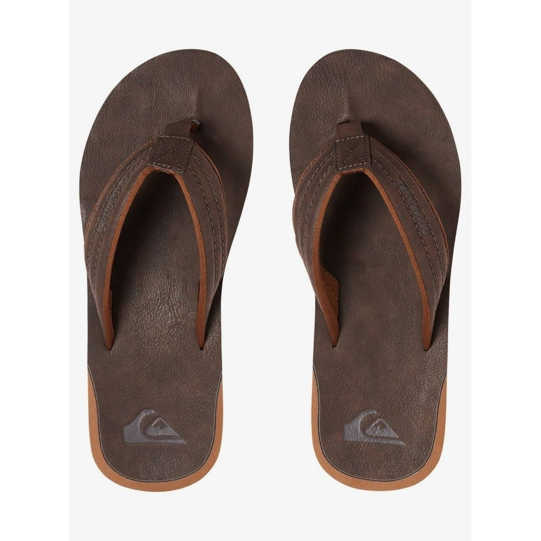 Quiksilver Carver Nubuck Flip Flop Sandal Demitasse Mens Size AQYL100623 Image 3