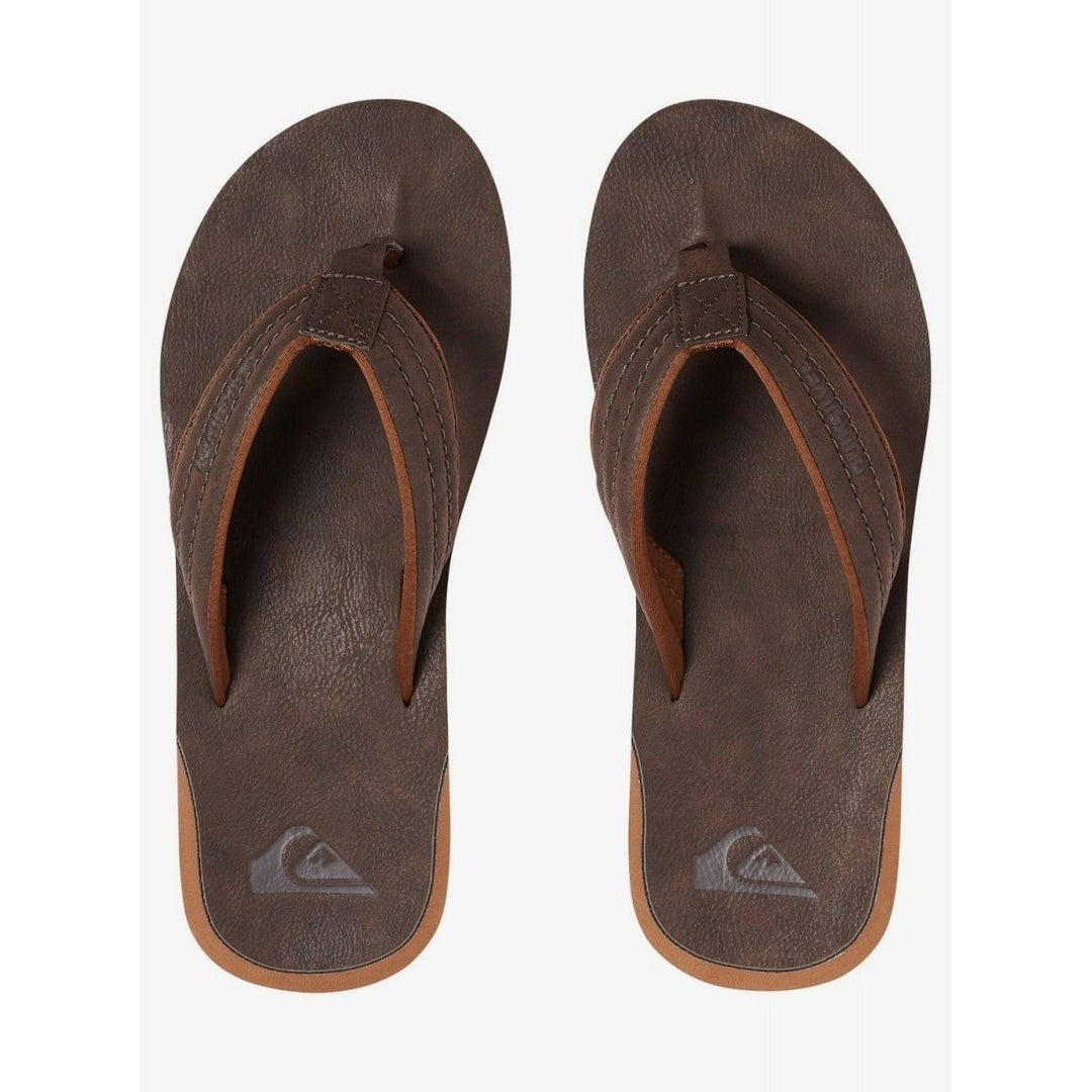 Quiksilver Carver Nubuck Flip Flop Sandal Demitasse Mens Size AQYL100623 Image 4