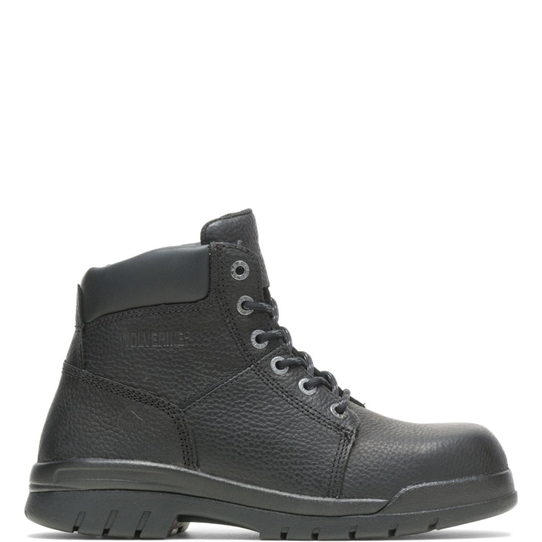 WOLVERINE Mens 6" Marquette Steel Toe Work Boot Black - W04714 BLACK LEATHER Image 1