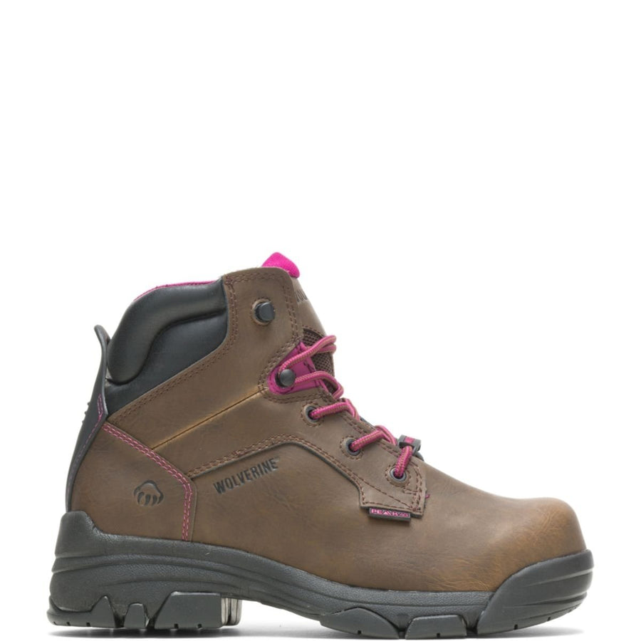 WOLVERINE Womens Merlin 6" Waterproof Composite Toe Work Boot Brown - W10383 BROWN Image 1