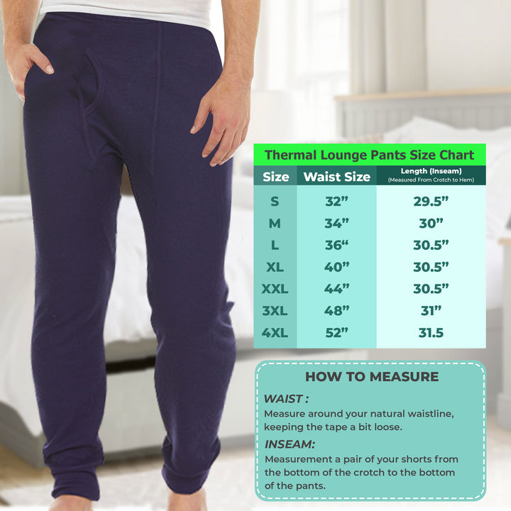 Daresay Mens Thermal Long John Pants Cotton Blend Moisture Wicking Variety Pack Image 9