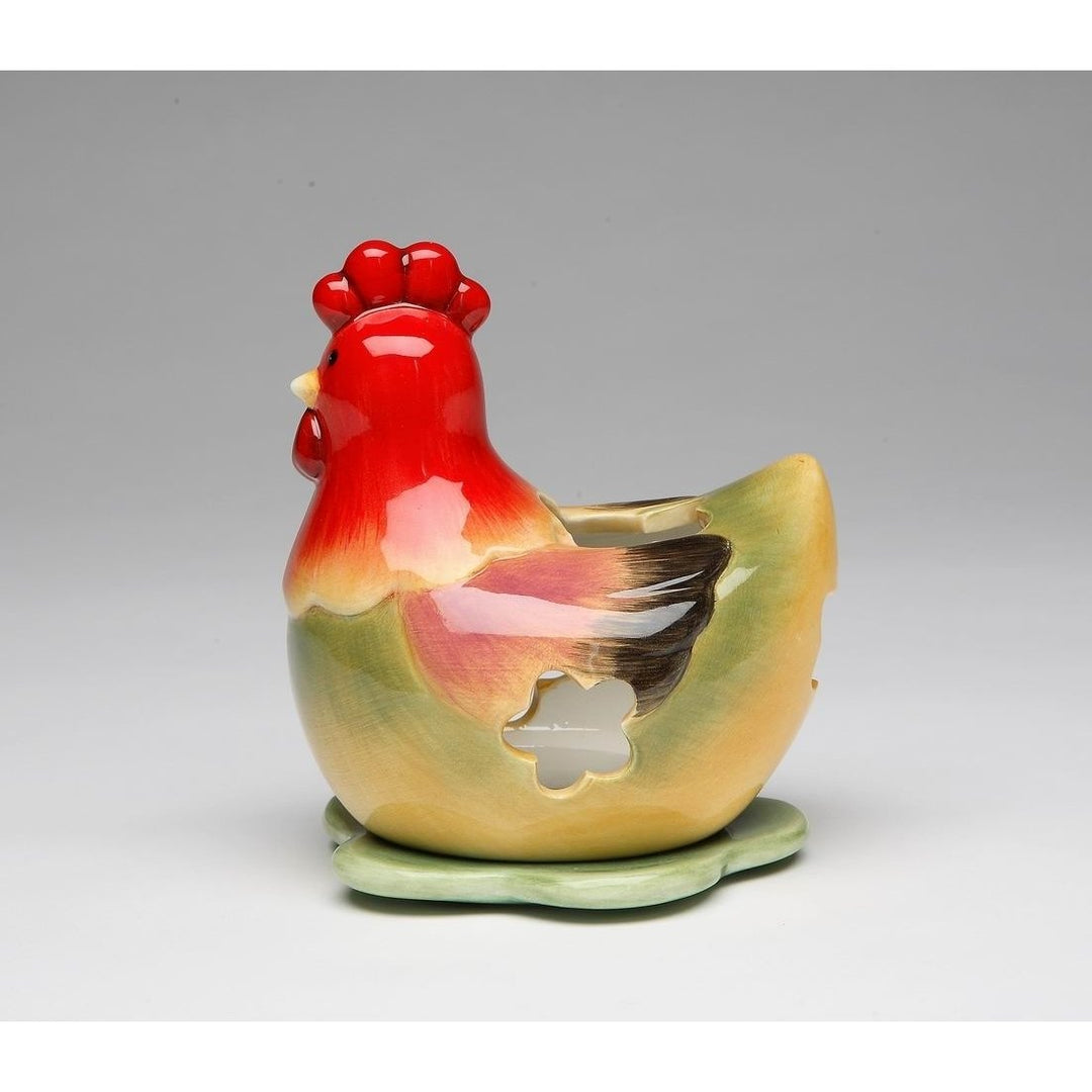 Ceramic Green Hen Tea Light Candle Holder 3.6x3.4x4.4 Home Gift Image 3