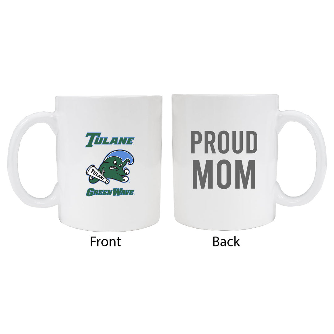 Tulane University Green Wave Proud Mom Ceramic Coffee Mug - White (2 Pack) Image 1