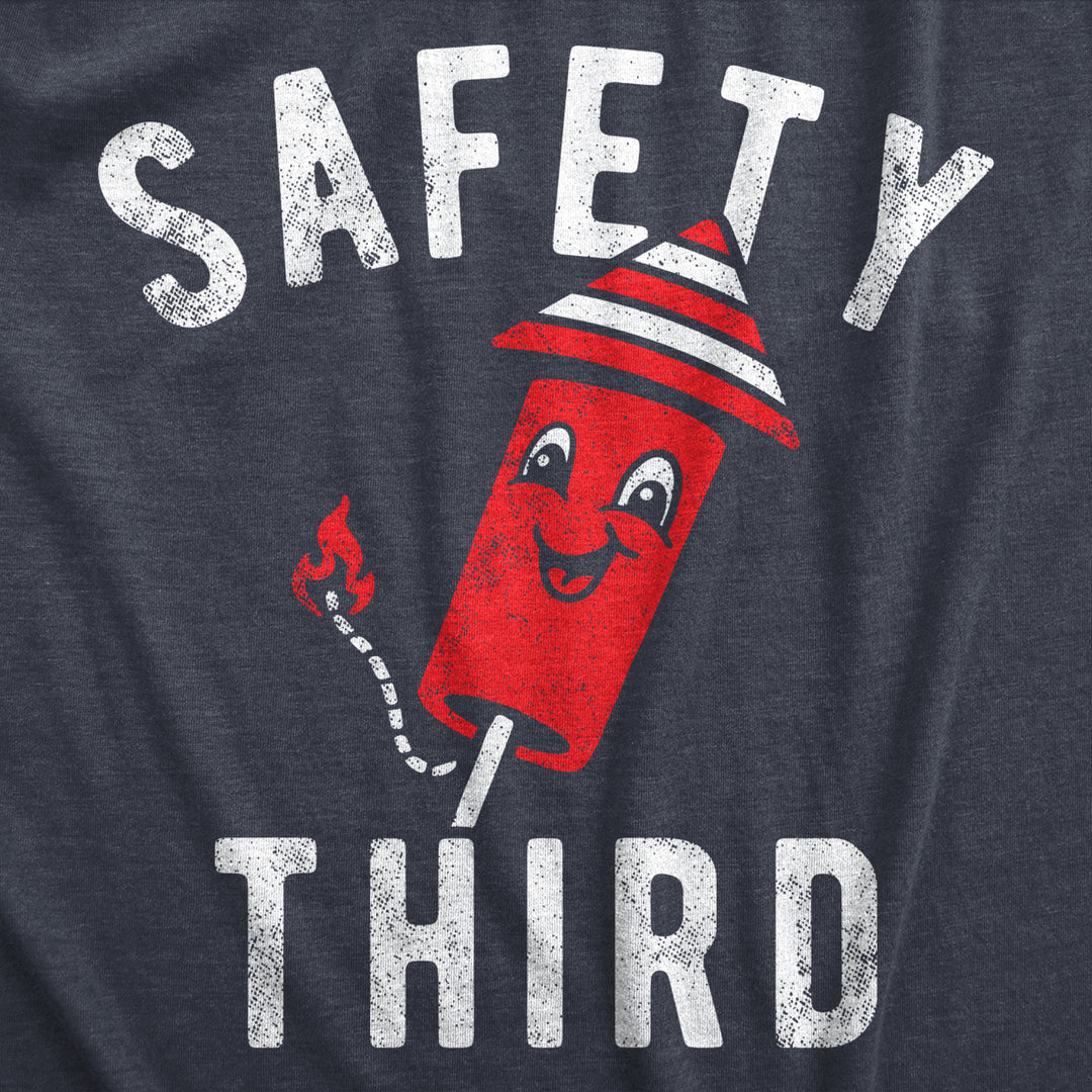 Womens Safety Third T Shirt Funny Fourth Of July Fireworks Dangerous Joke Tee For Ladies Image 2