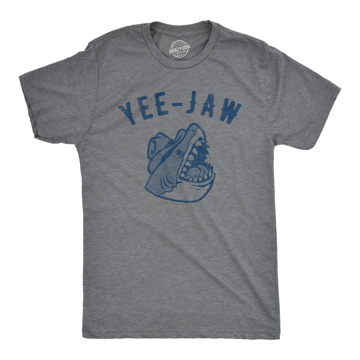 Mens Yee Jaw T Shirt Funny Southern Saying Shark Joke Tee For Guys Image 1