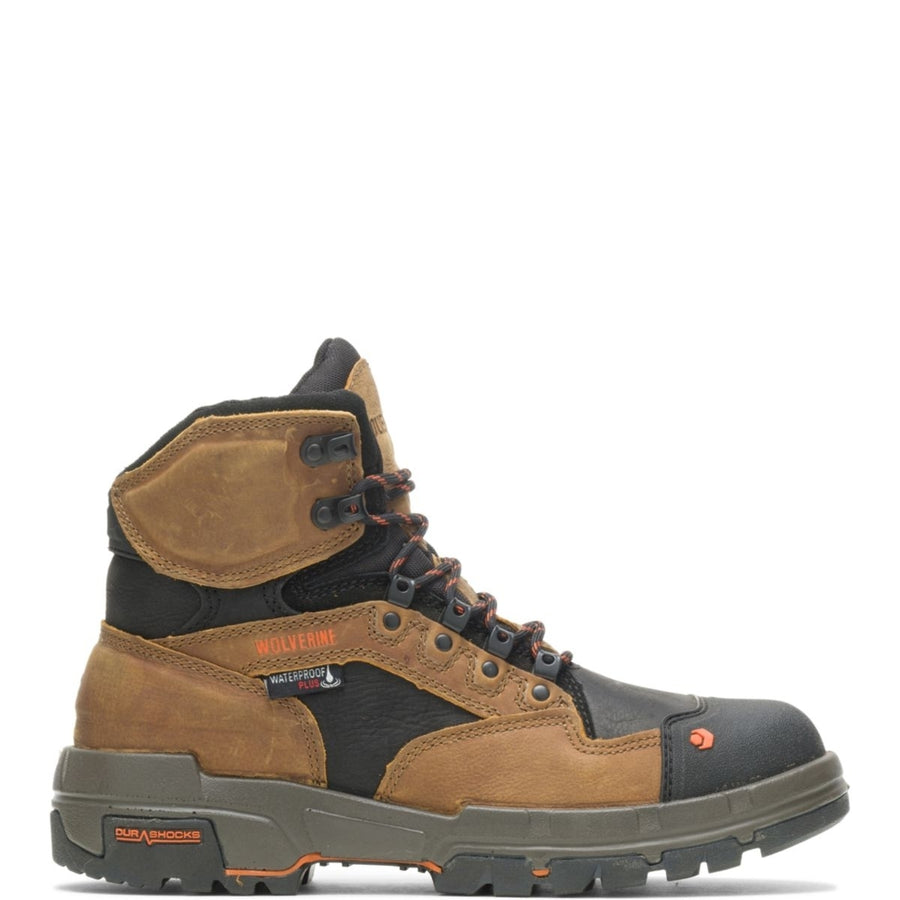 WOLVERINE Men's Legend 6" DuraShocks CarbonMAX Composite Toe Work Boot Tan - W10611  BLACK/BROWN Image 1